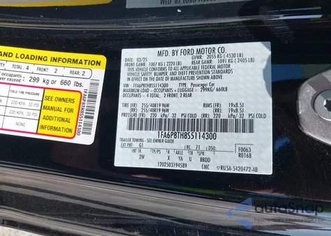 2025 Ford Mustang z USA, uszkodzony, nr VIN 1FA6P8TH8S5114300